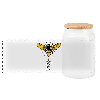 Cool Bee Kind Be Kind Hippie Soul - Panoramic Cookie Jar with Wooden Lid - white - Front