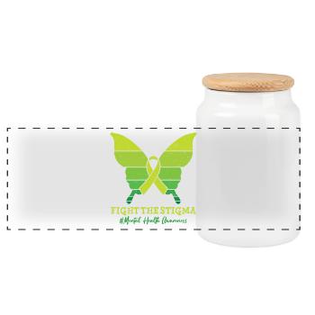 Fight The Stigma Mental Health Awareness - Panoramic Cookie Jar with Wooden Lid - white - Front