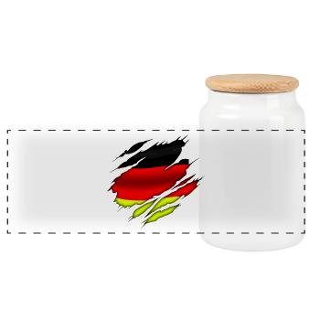 ALEMANIA - Germany - Deutschland - Panoramic Cookie Jar with Wooden Lid - white - Front