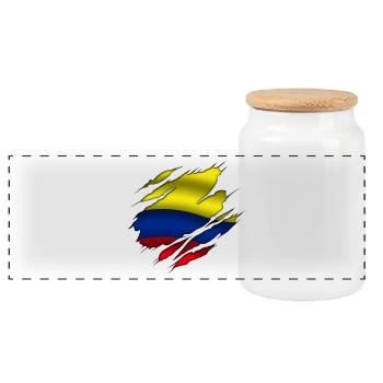 Colombie - Boîte à biscuits avec couvercle en bois - blanc - Devant
