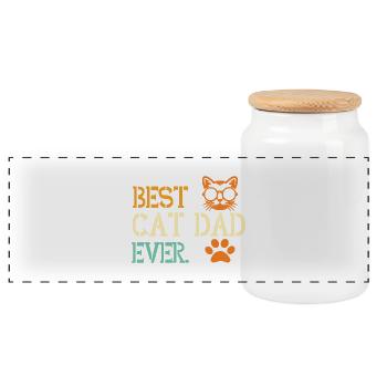 Vintage Meilleur Papa Chat Jamais Chat Papa - Boîte à biscuits avec couvercle en bois - blanc - Devant