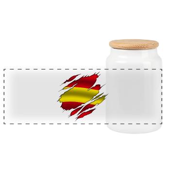 Espagne - Espagne - Espagne - Design déchiré - Boîte à biscuits avec couvercle en bois - blanc - Devant