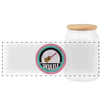 Ukulélé vintage Hawaii - Boîte à biscuits avec couvercle en bois - blanc - Devant