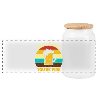 Halt die Leber, du bist in Ordnung für Alkoholiker - Panorama Keksdose mit Holzdeckel - Weiß - Vorne