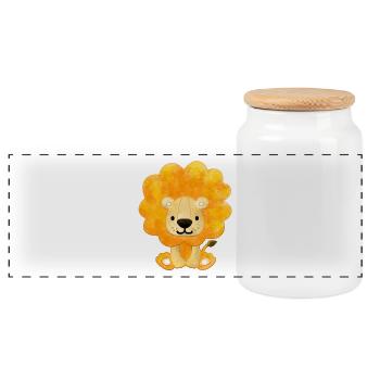 petit lion bébé mignon pour les enfants - Boîte à biscuits avec couvercle en bois - blanc - Devant