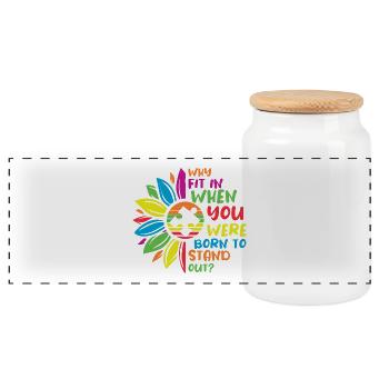 Warum fit in Autism Awareness Flower - Panorama Keksdose mit Holzdeckel - Weiß - Vorne