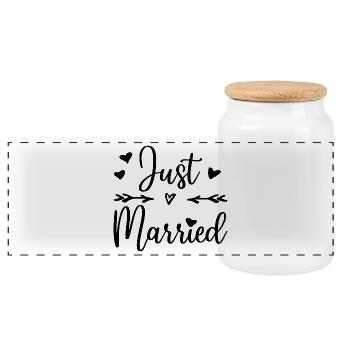 Just Married Design pour homme et femme - Boîte à biscuits avec couvercle en bois - blanc - Devant