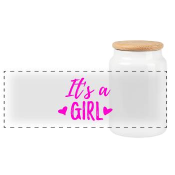 It's a girl - Panorama Keksdose mit Holzdeckel - Weiß - Vorne