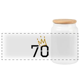 70th birthday - Panoramic Cookie Jar with Wooden Lid - white - Front