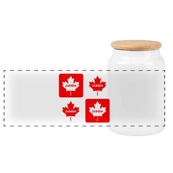 Canada maple leaf flags design - Panoramic Cookie Jar with Wooden Lid - white - Front