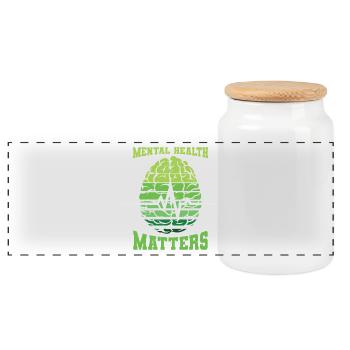 La santé mentale compte cerveau vert - Boîte à biscuits avec couvercle en bois - blanc - Devant