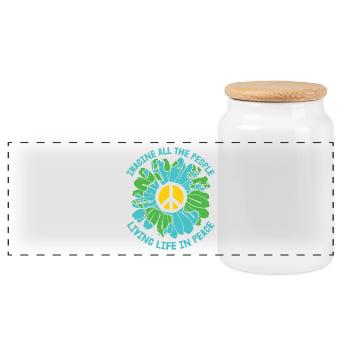 Imagine Living Life In Peace Hippie Song - Panoramic Cookie Jar with Wooden Lid - white - Front