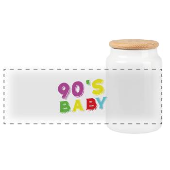 Nostalgie des costumes de bébé des années 90 des années 90 - Boîte à biscuits avec couvercle en bois - blanc - Devant