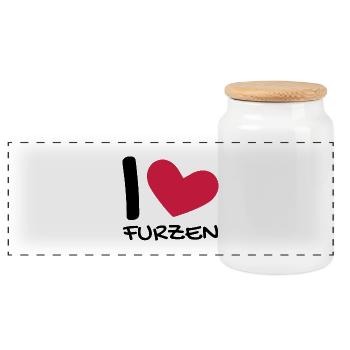 Ich liebe Furzen - Panorama Keksdose mit Holzdeckel - Weiß - Vorne