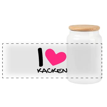 Ich liebe Kacken - Panorama Keksdose mit Holzdeckel - Weiß - Vorne