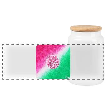 Heart Chakra Healing - Sonja Ariel von Staden - Panoramic Cookie Jar with Wooden Lid - white - Front