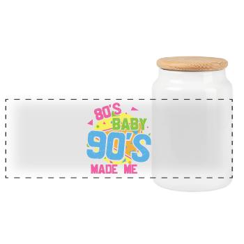 80s bébé 90s m’a fait j’aime les années 80 90s - Boîte à biscuits avec couvercle en bois - blanc - Devant