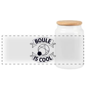 Boule is cool game Petanque Boules Boule ball - Panoramic Cookie Jar with Wooden Lid - white - Front