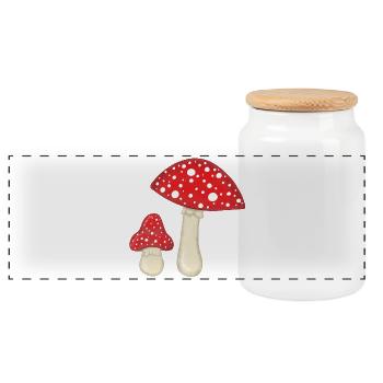 Fly agarics - Panoramic Cookie Jar with Wooden Lid - white - Front