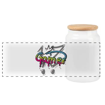 Graffiti Gamer Zocker Gaming - Boîte à biscuits avec couvercle en bois - blanc - Devant