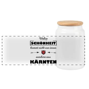 Kärnten Schönheit - Panorama Keksdose mit Holzdeckel - Weiß - Vorne