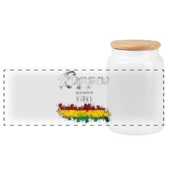 Reggae Vibes Noir Imprimé Cascade - Boîte à biscuits avec couvercle en bois - blanc - Devant