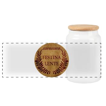 Festina Lente - Boîte à biscuits avec couvercle en bois - blanc - Devant