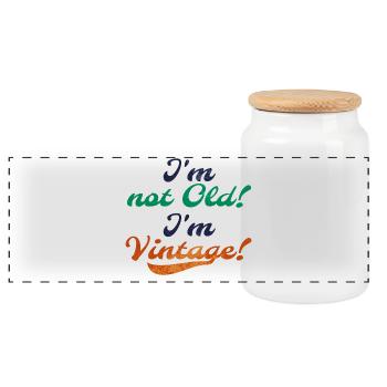 Alt Vintage Retro Statement - Panorama Keksdose mit Holzdeckel - Weiß - Vorne