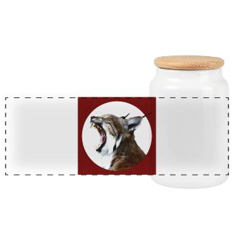 Lynx Sauvage Liberté - Boîte à biscuits avec couvercle en bois - blanc - Devant