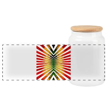Motif géométrique de rayon de soleil dans les couleurs rasta - Boîte à biscuits avec couvercle en bois - blanc - Devant