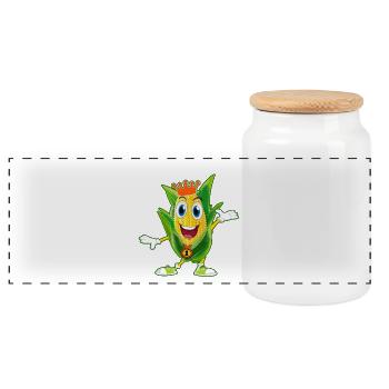 Corn on the cob corn popcorn cinema corn stand popcorn - Panoramic Cookie Jar with Wooden Lid - white - Front