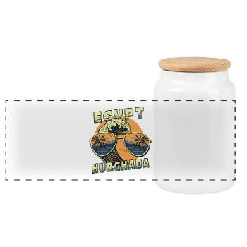 Hurghada egypt design - Panoramic Cookie Jar with Wooden Lid - white - Front