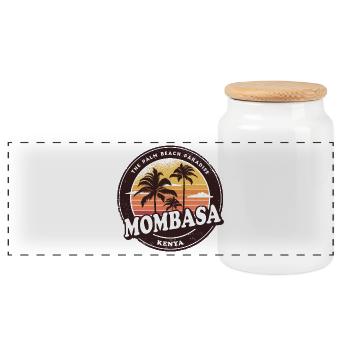 Mombasa Kenia Vintage Beach Design - Panorama Keksdose mit Holzdeckel - Weiß - Vorne