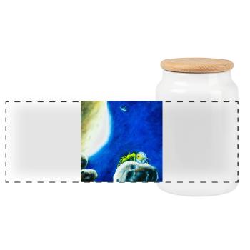Mondameise oder Ameisonaut in der Sternennacht - Panorama Keksdose mit Holzdeckel - Weiß - Vorne