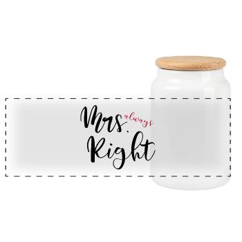 Mrs. always Right - Panorama Keksdose mit Holzdeckel - Weiß - Vorne