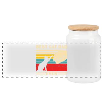 Best Cat Dad Ever Funny Cat Father Day - Panoramic Cookie Jar with Wooden Lid - white - Front