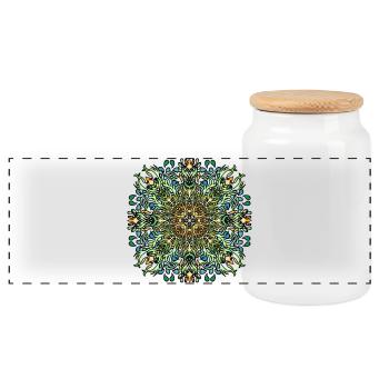 Mandala | | colorée | de vie Cadeau - Boîte à biscuits avec couvercle en bois - blanc - Devant