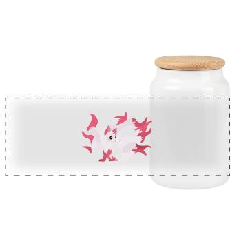 Kitsune Kawaii Cartoon Illustration Artwork für Ki - Panorama Keksdose mit Holzdeckel - Weiß - Vorne