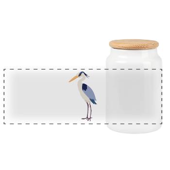 Heron Bird Kawaii Illustration de dessin animé pour - Boîte à biscuits avec couvercle en bois - blanc - Devant