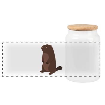 Groundhog Kawaii Cartoon Illustration Illustration Pour - Boîte à biscuits avec couvercle en bois - blanc - Devant