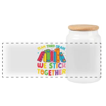 Team Third Grade Back To School - Panoramic Cookie Jar with Wooden Lid - white - Front