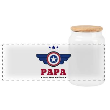 Papa mon super héros - Boîte à biscuits avec couvercle en bois - blanc - Devant