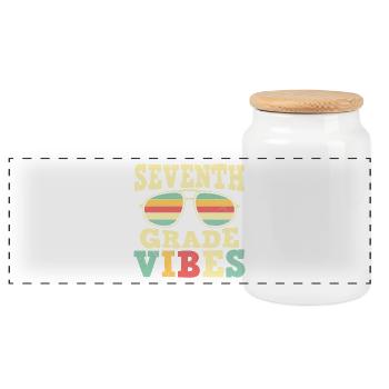 Back To School 7th Grade Vibes First Day - Panoramic Cookie Jar with Wooden Lid - white - Front