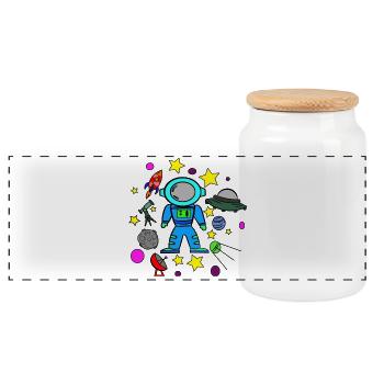 Planet Flies Kids - Panoramic Cookie Jar with Wooden Lid - white - Front
