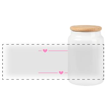 Ornement de stroke de cœur de ligne - Boîte à biscuits avec couvercle en bois - blanc - Devant