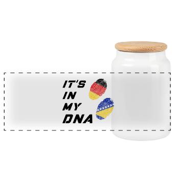 In meiner DNA Deutschland und Bosnien - Panorama Keksdose mit Holzdeckel - Weiß - Vorne