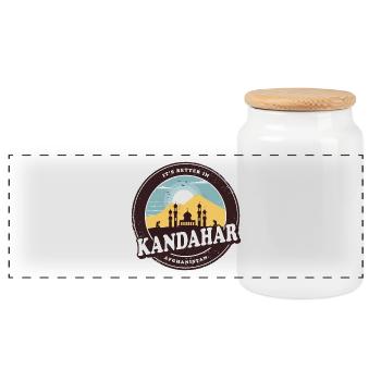 Kandahar Afghanistan Vintage Moschee Design - Panorama Keksdose mit Holzdeckel - Weiß - Vorne