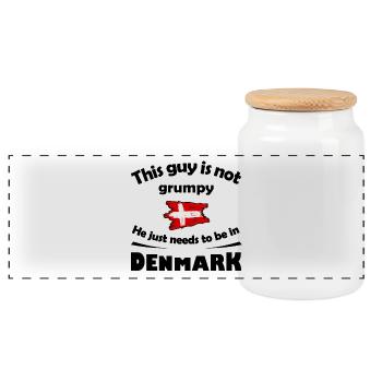 Denmark - Panoramic Cookie Jar with Wooden Lid - white - Front