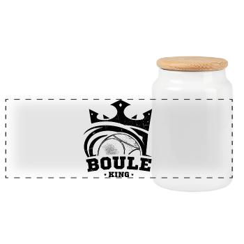Boule King Pétanque Couronne Boule Ball Bouler - Boîte à biscuits avec couvercle en bois - blanc - Devant
