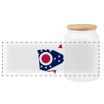Ohio USA State Ohio Flag Map - Panoramic Cookie Jar with Wooden Lid - white - Front